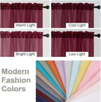 Burgundy Sheer Curtains 63 Inch Length 2 Panels Set - Image 7