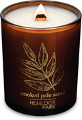 Hemlock Park Wood Wick Candle Handcrafted with Natural Coconut Wax and Essential Oils (Amber & Gold 7.2 oz, Smoked Palo Santo)