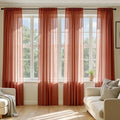 MIULEE 4 Panels Fall Burnt Orange Sheer Curtains 54 x 84 Inches | Light by MIULEE
