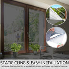 HIDBEA One Way Privacy Window Film, Daytime Privacy Sun Blocking Anti UV Reflective Window Film Heat Control Static Cling Window Tint Film for Home and Office, Black Silver, 41.3 x 78.7 Inch