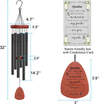 Memgift Memorial Wind Chime for Loss of Grandma - Solid Beech Wood Sympathy Gift - Outdoor Bereavement Wind Chime for Garden, Patio - in Remembrance of Grandmother 32 Inch