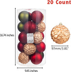 Every Day is Christmas 20ct Shatterproof Christmas Ornaments, 3.6" Plastic Christmas Balls Decoration