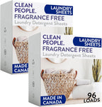 The Clean People Fragrance Free Laundry Detergent Sheets - Laundry Soap - Ultra Concentrated, Recyclable Packaging, Stain Fighting - Fragrance Free, 192 Pack