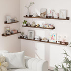 Heimlove Picture Ledge Shelf, Floating Shelves Set of 2, 36 Inches Picture Shelf for Wall with Ledge, Kids Bookshelf Wall Mounted for Living Room Bedroom Decor Books Photo Frames - Walnut