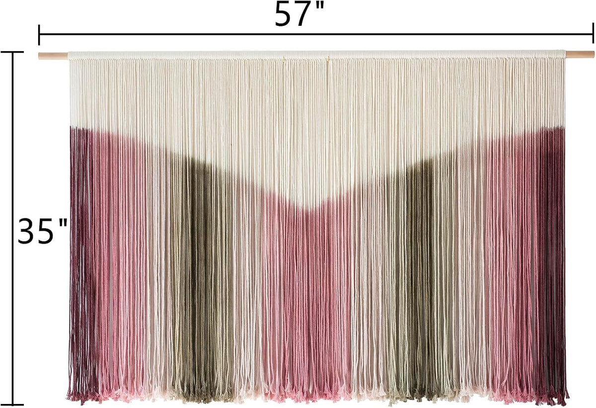 IOWER Large Macrame Wall Hanging Boho Wall Decor Large Scale Tie-Dye Yarn Living Home Room Boho Wall Decor for Bedroom Home Wall Art 57" W x 35" L