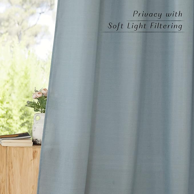 NICETOWN Stone Blue Linen Kitchen Window Curtains Over Sink, Grommet Thick - Image 8
