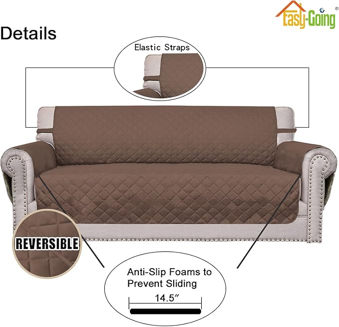 Easy-Going Reversible Couch Cover, 4 Seater Sofa, Washable Slipcover - Image 3