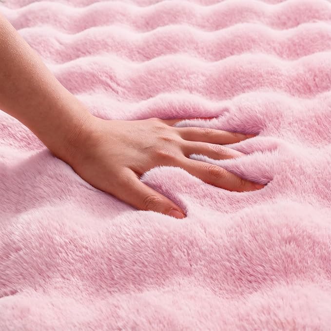Pink Rabbit Plush Rug 6'x9', Fluffy Shaggy Area Rug - Image 6
