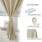 Room Darkening Curtains with Adhesive Backing Tool Free Hanging Window Drapes - Image 2