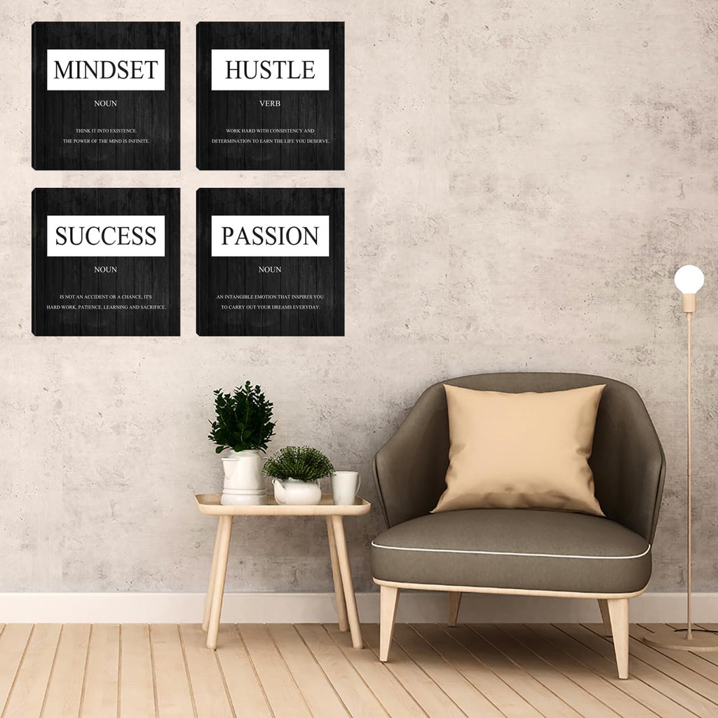 Motivational Wall Decor, Inspirational Quotes Canvas Wall Art Mindset Print Pictures for Office Wall Decor, Poster Framed Artwork for Women Men Home Bedroom Living Room Decor Decoration 12”X12”X4