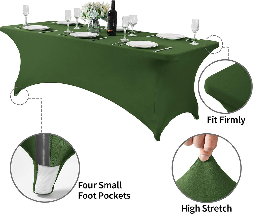 2Pack Spandex Table Cover for 8FT or 4ft or 6ft Table Universal Fitted Stretch Tablecloth for Party, Banquet, Wedding and Events-Willow