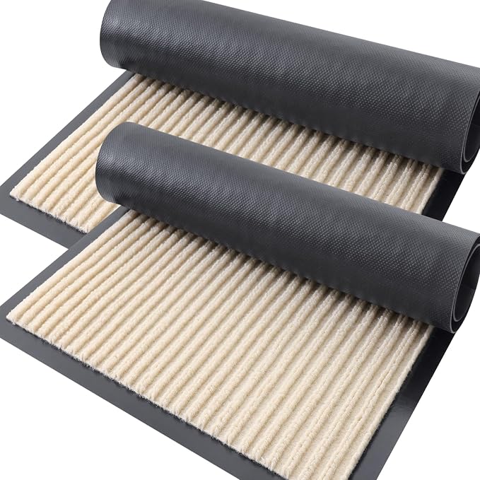 OLANLY 2-Pack Front Door Mats 71x23, Waterproof Heavy-Duty Doormats | Beige by OLANLY