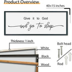 SRSZHIYUE Give It To God And Go to Sleep Sign 40"×15" for Master Bedroom Above Bed Wall Decor Large Farmhouse Guest Room Over Art Decoration (White)