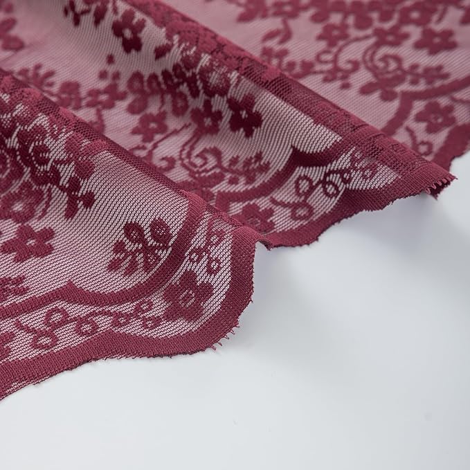 YJ YANJUN Vintage Lace Curtains 108 Inches Long-Victorian Floral Pattern - Image 5