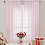 OWEINE Sheer Curtains 84 Inches Long 2 Panels Set, Rod Pocket Fimly Voile Solid by OWENIE