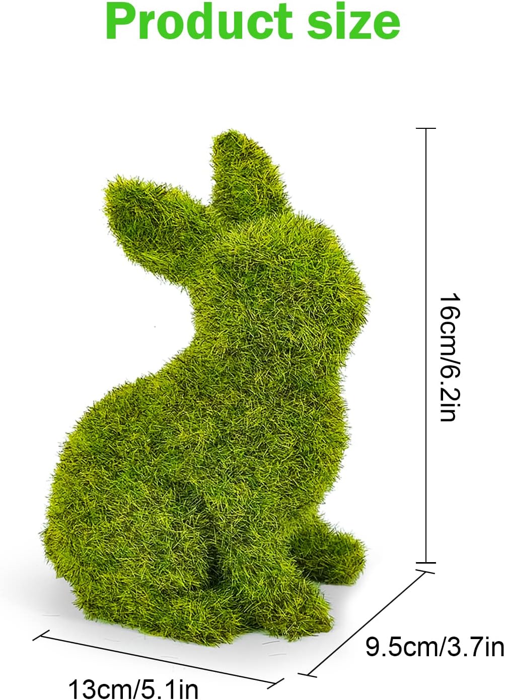 Easter Bunny Decorations,Resin Moss Bunny Figurine,Garden Artificial Moss Rabbit Easter Décor Easter Party Favors Gifts(Medium Sit)