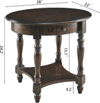 MODERION Oval End Table with Drawer, Solid Wood Sofa Side Table with Storage Shelf, Traditional Living Room Corner Table, Nightstand, Easy Assembly 28” x 22” x 24” Retro Walnut CJZ2233DC
