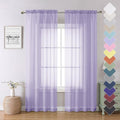 Light Purple Sheer Curtains 84 Inches Long 2 Panels, Double Rod Pocket Window by Lecloud