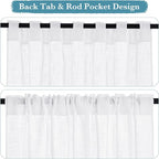 RYB HOME Light Filtering Linen Sheer Curtains 72 inch Long - Image 2