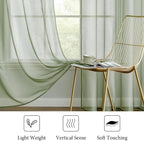 MIULEE Sage Green Sheer Curtains 54 X 63 Inches, 2 Panels | Elegant Window - Image 4