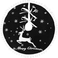 24 Inch Christmas Tree Skirt, Burlap Black Christmas Rustic Tree Skirt with Elk Deer and White Snowflake Printed for Holiday Party Xmas Tree Decoration