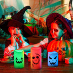 GenSwin Flameless LED Pillar Candles - Battery Operated, 12 Color Changing, Remote Timer, Perfect for Halloween, Fall Decor (3 x 4 x 5')