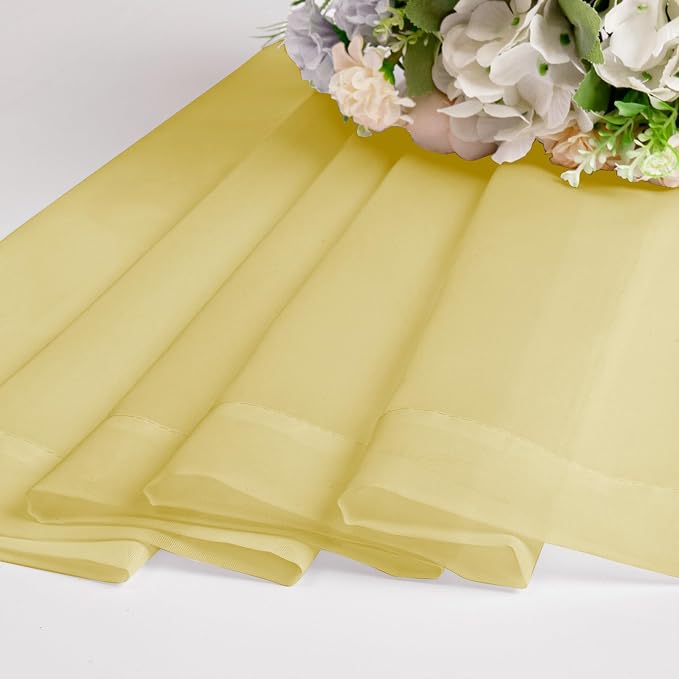 Chyhomenyc Mustard Yellow Sheer Curtains 54 Inches Long, Light Filtering Window - Image 6