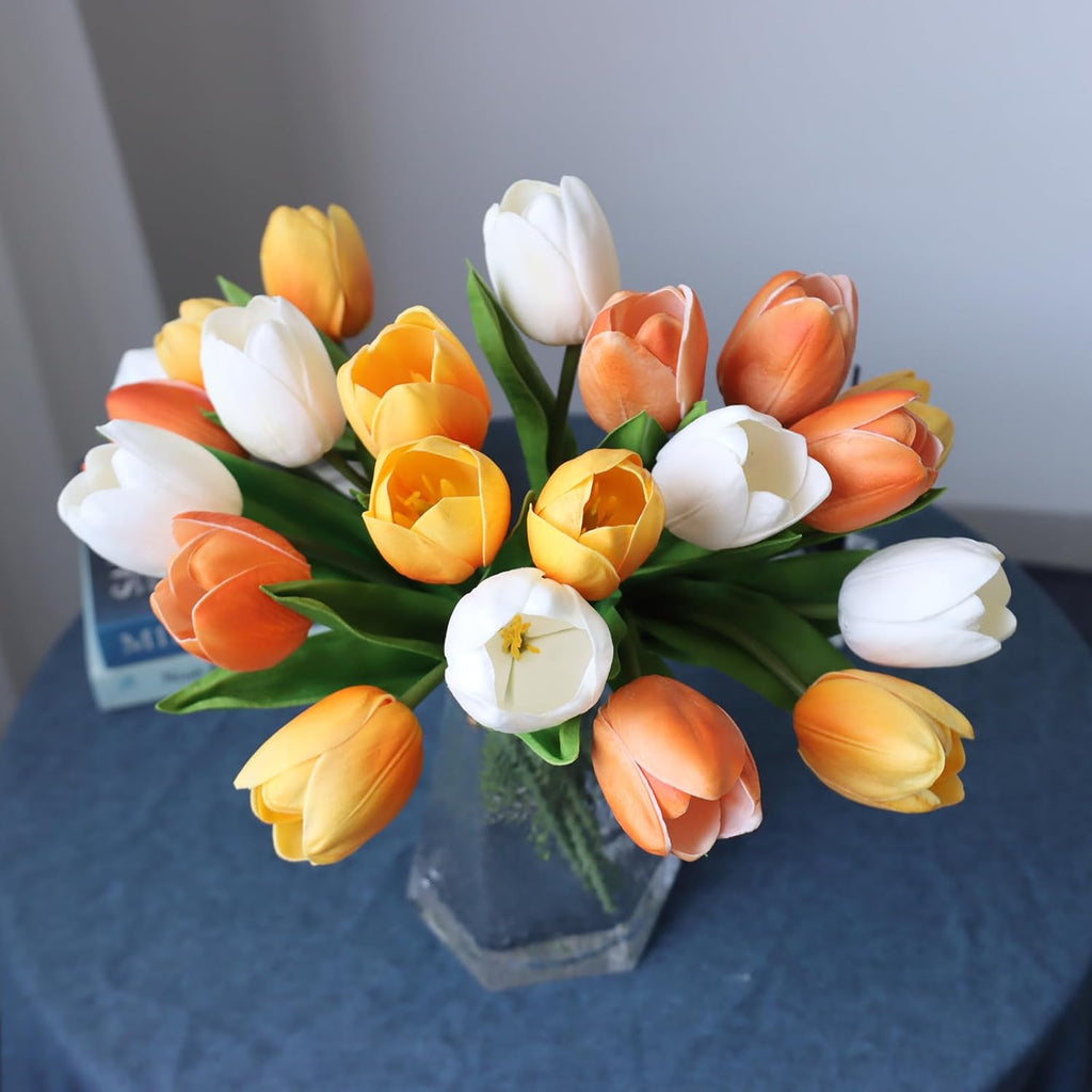 Buart Autumng-Colors Tulip Flowers Artificial Luxury Big Tulip Valentine's Day Mother's Day Easter Home Kitchen Wedding Decorations(11pcs)