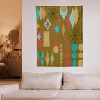ICMOLYYENLO Boho Medieval Cat Tapestry, Abstract Atomic Starburst Geometric Aesthetic Art Wall Hanging For Bedroom Living Room Dormitory 30x40 Inches