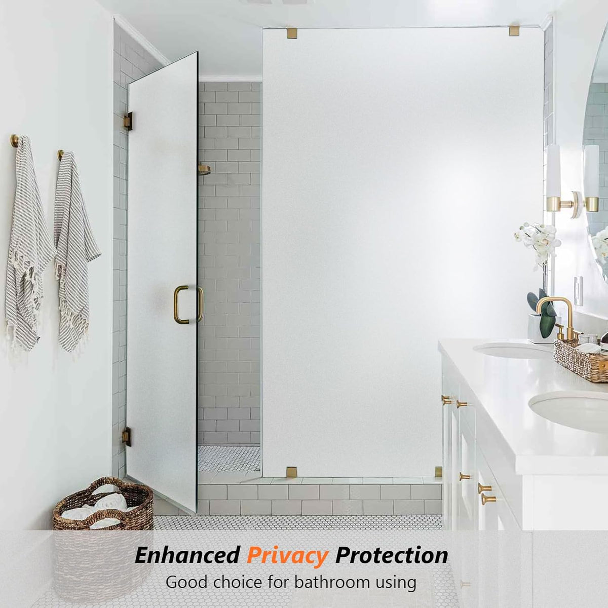 Kromapolis Window Privacy Film Frosted Glass Window Film, Heat Blocking Privacy Film for Glass Windows, Static Cling Non-Adhesive Frosting Window Stickers for Door Home (Frosted, 11.8 x 78.7 inch)