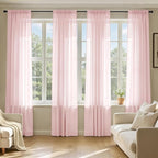MIULEE Blush Pink Sheer Curtains 90 Inches Long 4 Panels 42 x 90 Inches | Light by MIULEE