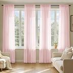 MIULEE Blush Pink Sheer Curtains 96 Inches Long 4 Panels 42 x 96 Inches | Light by MIULEE