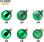 XmasExp 24ct Christmas Ball Ornaments Shatterproof Christmas Ornaments Set Decorations for Xmas Tree Balls 40mm/1.57" (1.57'', Green)