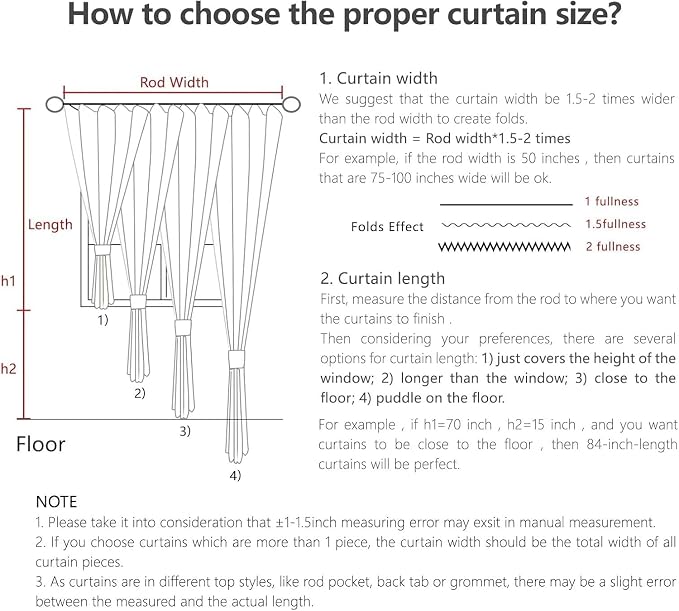 Joydeco Linen Curtains 90 Inch Length, Light Filtering Curtains - Image 7