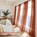 MIULEE 4 Panels Fall Burnt Orange Sheer Curtains 42 x 108 Inches | Light - Image 4