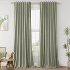 100% Blackout Linen Curtains 98 Inch Wide by 52 Inch 2 Panels Set by Guken