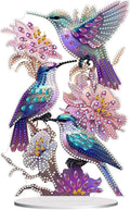 Diamond Painting Kits for Adults Beginners, 5D Full Drill Hummingbird Crystal Art Desktop Ornament, DIY Single Sided Home Office Desk Decor, Creative Craft Gift Set with Tools