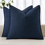 MIULEE Decorative Linen Pillow Covers 18x18 Inch Navy Blue | Boho Farmhouse​ by MIULEE