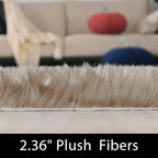 Latepis Throw 2x6 Rug Runner Light Brown Faux Fur Rug Washable Shaggy Rug - Image 2