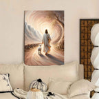 Framed Canvas Jesus and Lamb Wall Decor Wall Art Gallery Decoration Unique Print Wall Decor for Living Room Bedroom Church Home Decor 12x16 Inch Ready to Hang