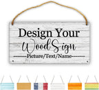 Custom Personalized Board Hanging Wood Sign, Design Your Welcome Sign, Customizable Wall Plaque, House Wood Sign for Garden Yard Home Farmhouse 9.8x5.1 inch