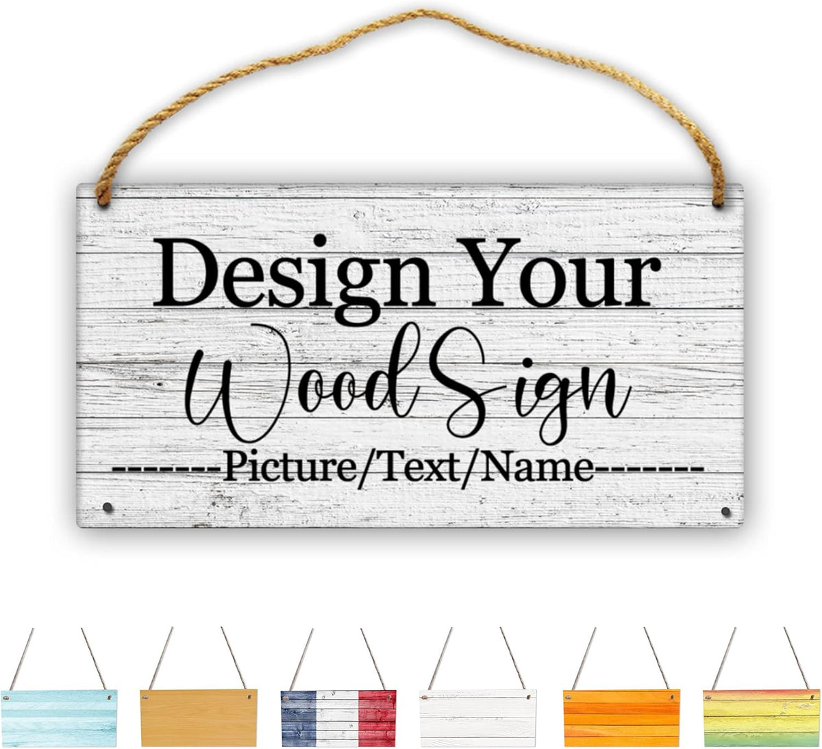 Custom Personalized Board Hanging Wood Sign, Design Your Welcome Sign, Customizable Wall Plaque, House Wood Sign for Garden Yard Home Farmhouse 9.8x5.1 inch