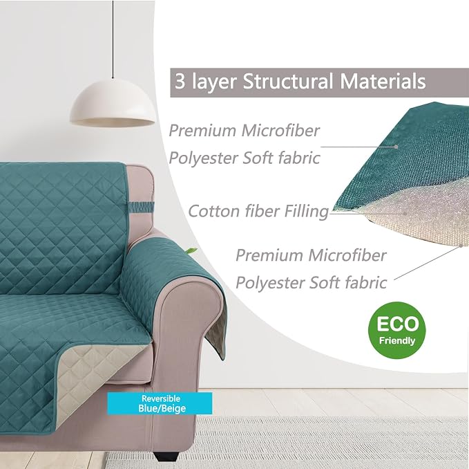 U-NICE HOME Reversible Recliner Chair Covers, Pet Friendly, Elastic Straps - Image 4