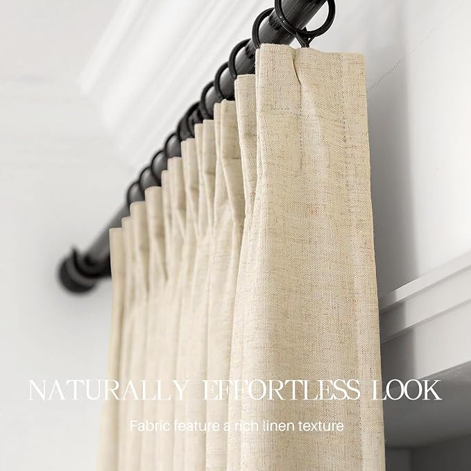 Pinch Pleated Linen Curtains 100% Blackout 102 Inches Long - Image 6