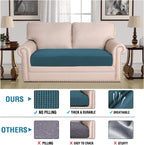 H.VERSAILTEX Super Stretch Individual Seat Cushion Covers Sofa Covers Couch Cushion Covers Slipcover Sets Thick Jacquard Textured Twill Fabric (1 Piece Loveseat Cushion Cover, Deep Teal)