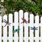 Metal Dragonfly Wall Decor Art, 4 Pack Colorful Metal Dragonflies Outdoor Wall Art, Hand Painted Outdoor Wall Decor for Garden, Yard, Fence, Patio, Outside, Living Room Decoration