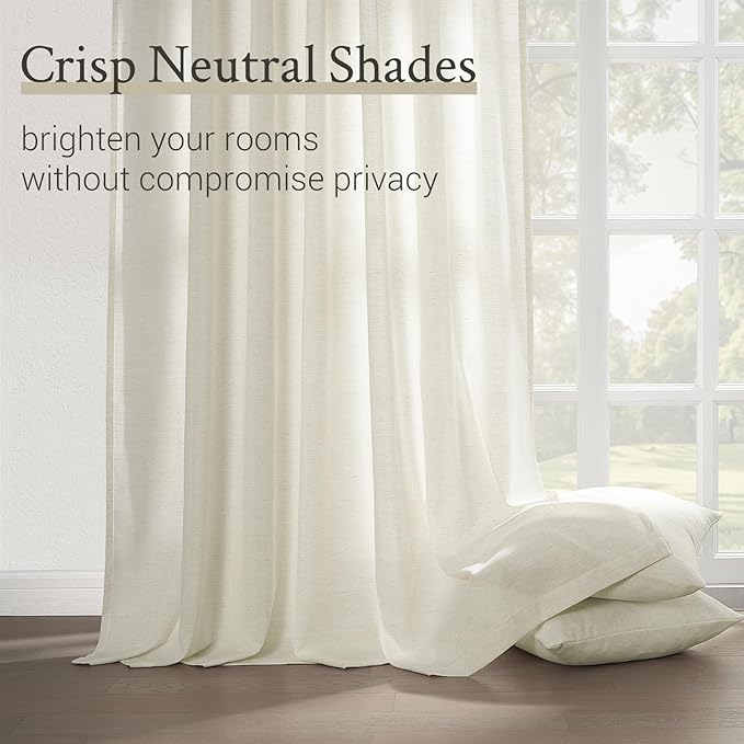 Topfinel Natural Pinch Pleated Linen Curtains 45 Inch Length 2 Panels - Image 3