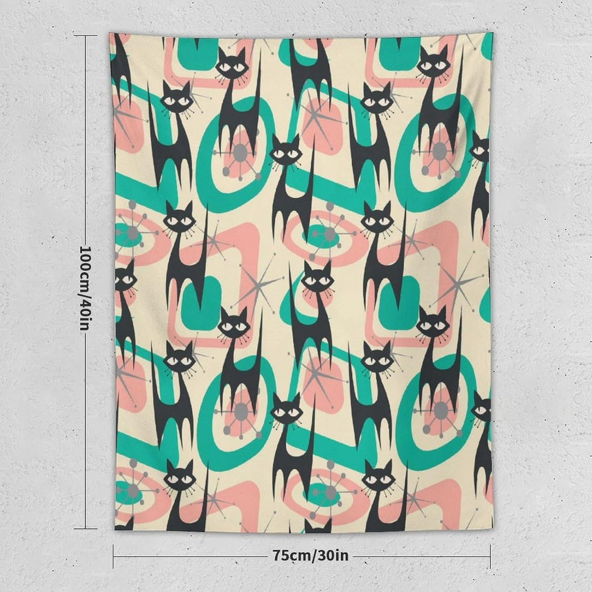 ICMOLYYENLO Boho Medieval Cat Tapestry, Abstract Atomic Starburst Geometric Aesthetic Art Wall Hanging For Bedroom Living Room Dormitory 40x60 Inches