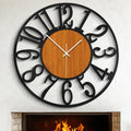 LEIKE 32" Oversized Large Wall Clocks,Silent,Non Ticking,Battery Operated Modern Round Big Wood Decorative Metal Wall Clock for Living Room, Bedroom,Kitchen,Farmhouse,Office Decor - Black,32 Inch