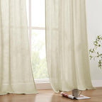 Joydeco Linen Curtains 84 Inch Length 2 Panels Set, Light Filtering Curtains - Image 6